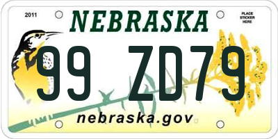 NE license plate 99ZD79