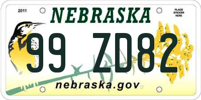 NE license plate 99ZD82