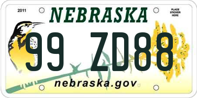 NE license plate 99ZD88