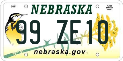 NE license plate 99ZE10