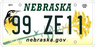 NE license plate 99ZE11