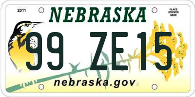 NE license plate 99ZE15