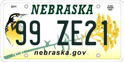 NE license plate 99ZE21