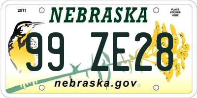 NE license plate 99ZE28