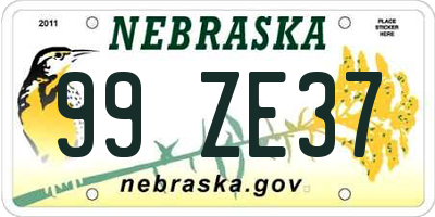 NE license plate 99ZE37