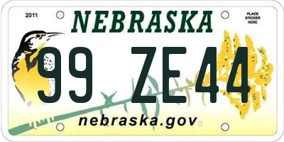 NE license plate 99ZE44