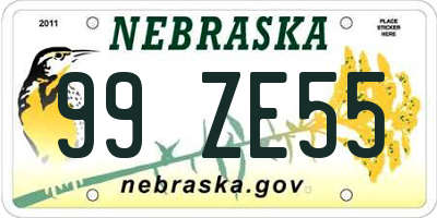 NE license plate 99ZE55