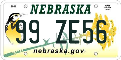 NE license plate 99ZE56