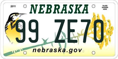 NE license plate 99ZE70