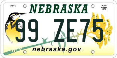 NE license plate 99ZE75