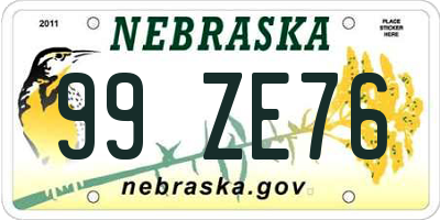 NE license plate 99ZE76