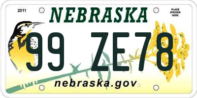 NE license plate 99ZE78