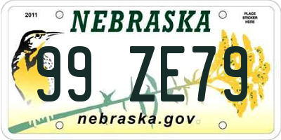 NE license plate 99ZE79