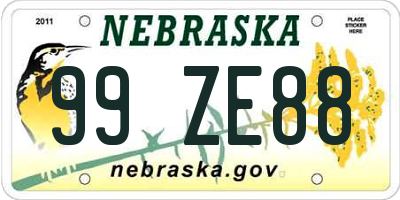 NE license plate 99ZE88