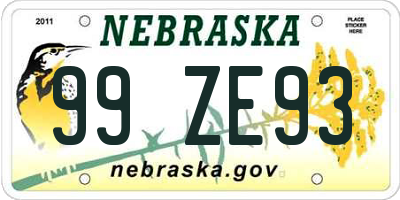 NE license plate 99ZE93