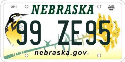 NE license plate 99ZE95