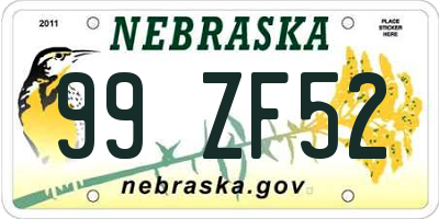 NE license plate 99ZF52