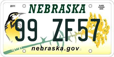 NE license plate 99ZF57