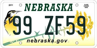 NE license plate 99ZF59