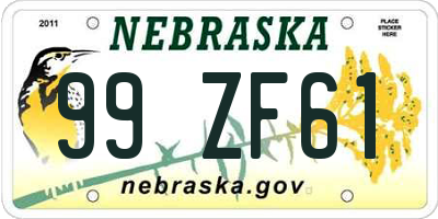 NE license plate 99ZF61