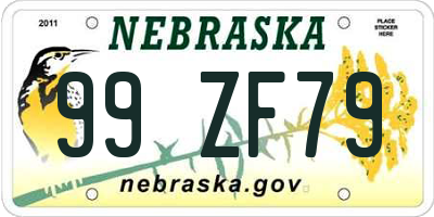 NE license plate 99ZF79