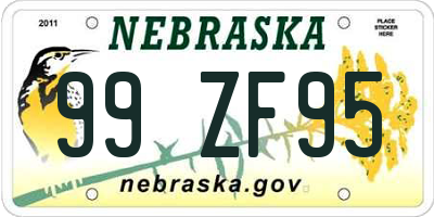 NE license plate 99ZF95