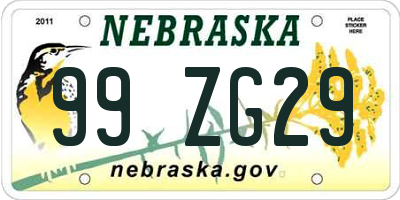 NE license plate 99ZG29
