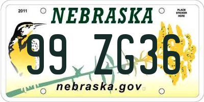 NE license plate 99ZG36