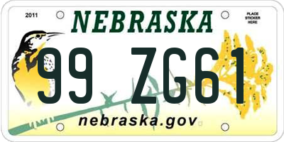 NE license plate 99ZG61