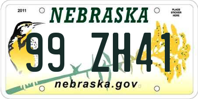 NE license plate 99ZH41
