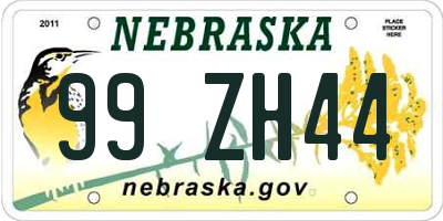 NE license plate 99ZH44