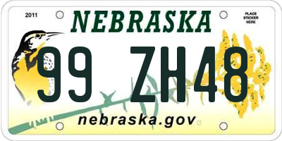 NE license plate 99ZH48