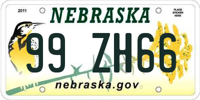 NE license plate 99ZH66