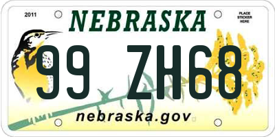 NE license plate 99ZH68
