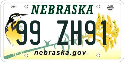NE license plate 99ZH91