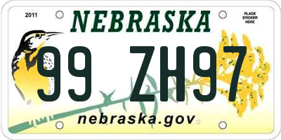 NE license plate 99ZH97