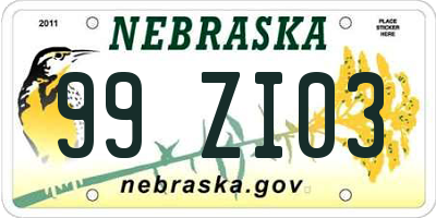 NE license plate 99ZI03