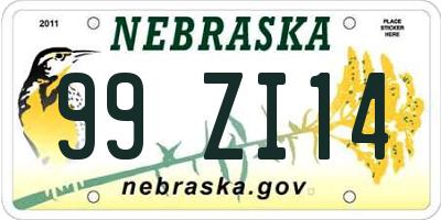 NE license plate 99ZI14