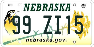 NE license plate 99ZI15