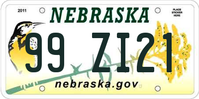 NE license plate 99ZI21
