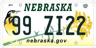 NE license plate 99ZI22