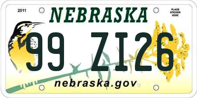 NE license plate 99ZI26