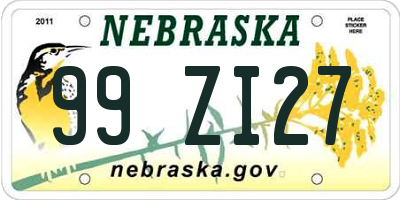 NE license plate 99ZI27