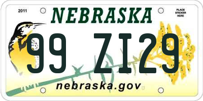 NE license plate 99ZI29