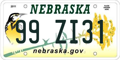 NE license plate 99ZI31