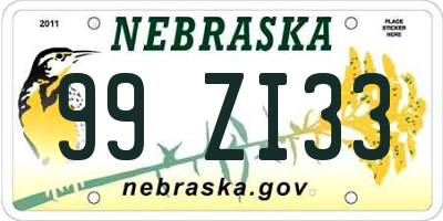NE license plate 99ZI33