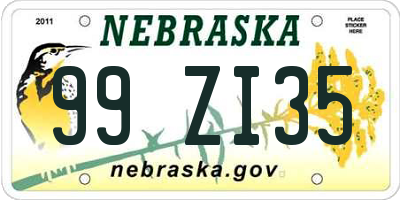 NE license plate 99ZI35