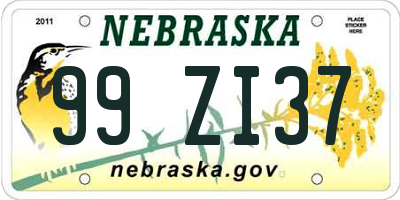 NE license plate 99ZI37