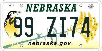 NE license plate 99ZI74
