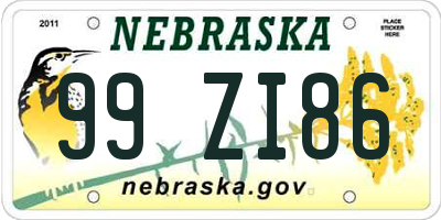 NE license plate 99ZI86